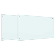 Køkkenbacksplash 2 pcs Hvid 90 x 50 cm hærdet glas