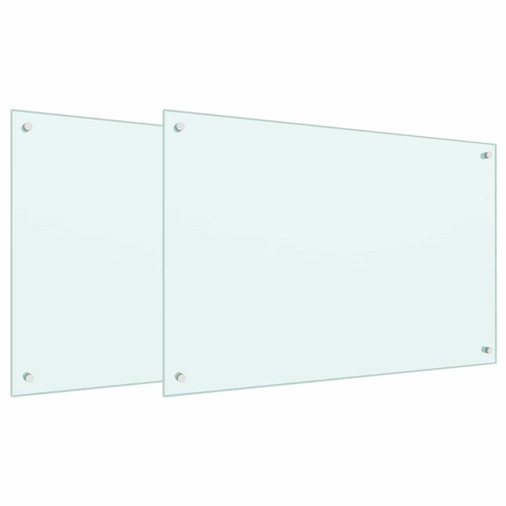 Køkken bagvæg 2 pcs Hvid 90 x 60 cm hærdet glas
