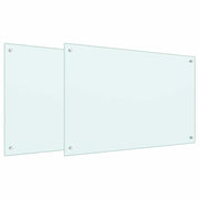 Køkkenbacksplash 2 pcs Hvid 90 x 60 cm hærdet glas