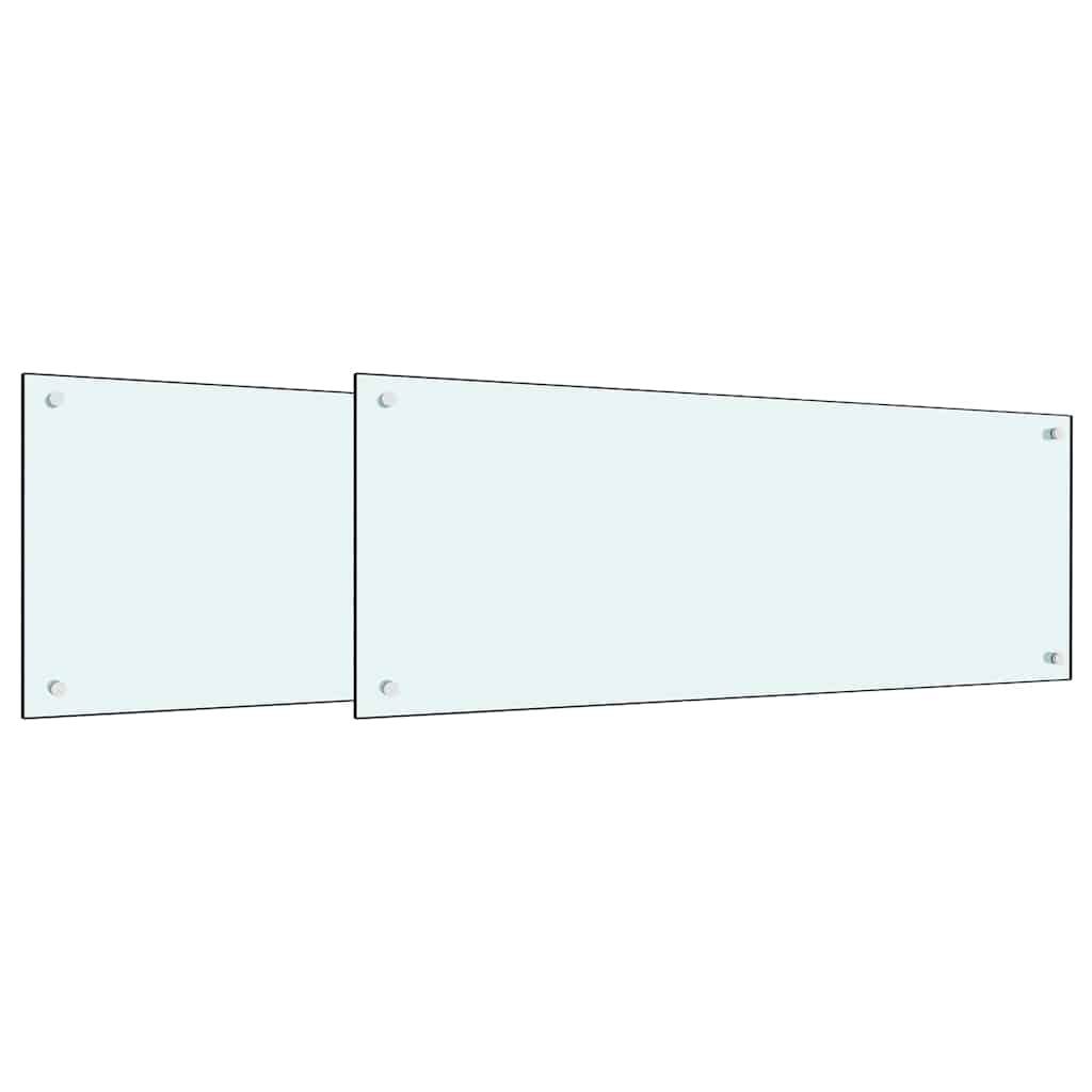 Køkken bagvæg 2 pcs Hvid 100 x 40 cm hærdet glas