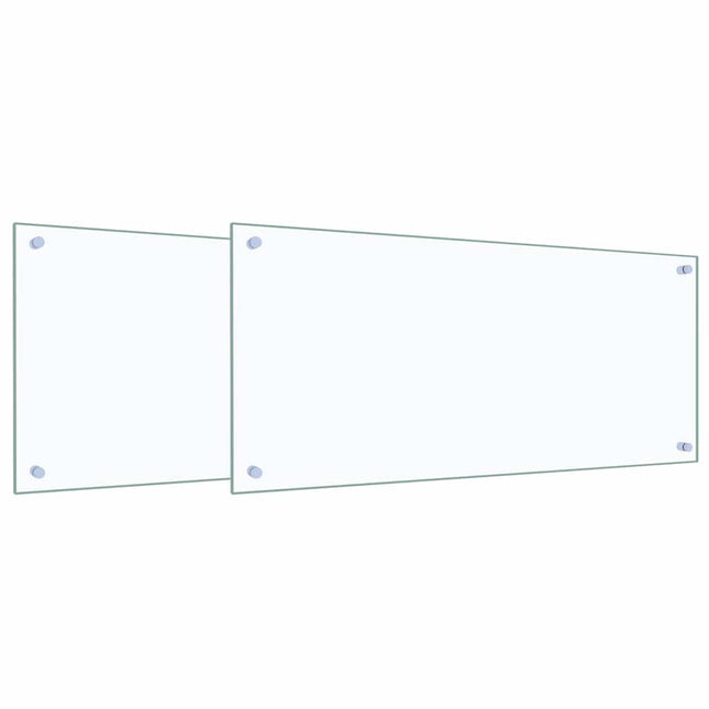Køkkenbacksplash 2 pcs Transparent 90 x 40 cm hærdet glas