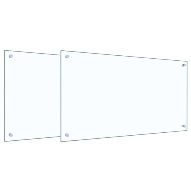 Køkkenbacksplash 2 pcs Transparent 90 x 50 cm hærdet glas