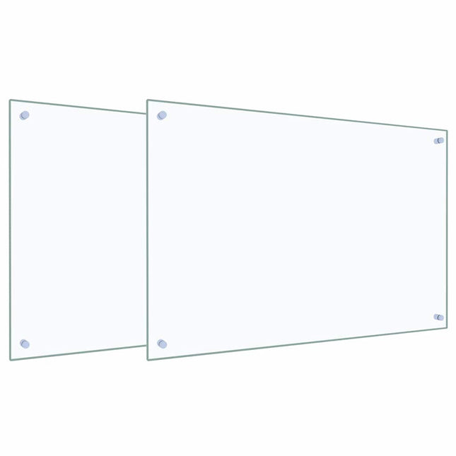 Køkkenbacksplash 2 pcs Transparent 90 x 60 cm hærdet glas