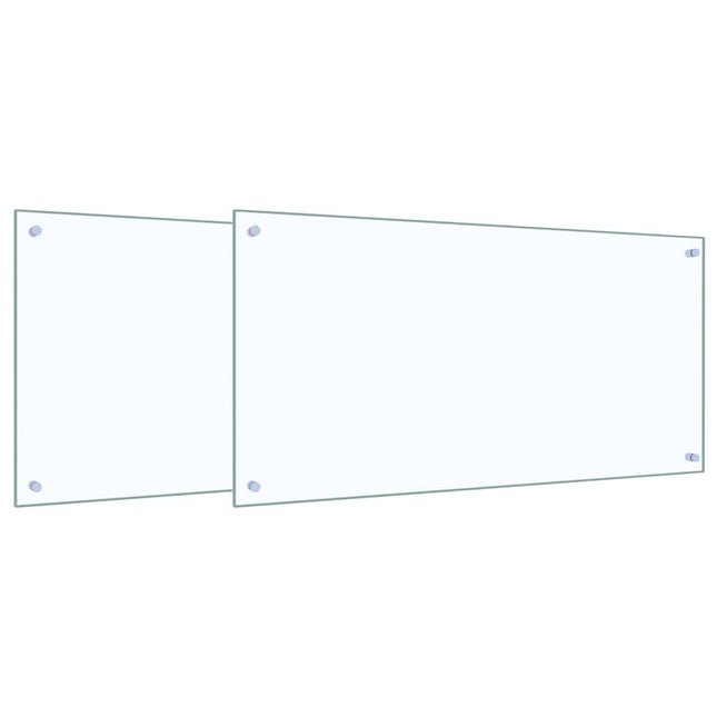 Køkkenbacksplash 2 pcs Transparent 100 x 50 cm hærdet glas