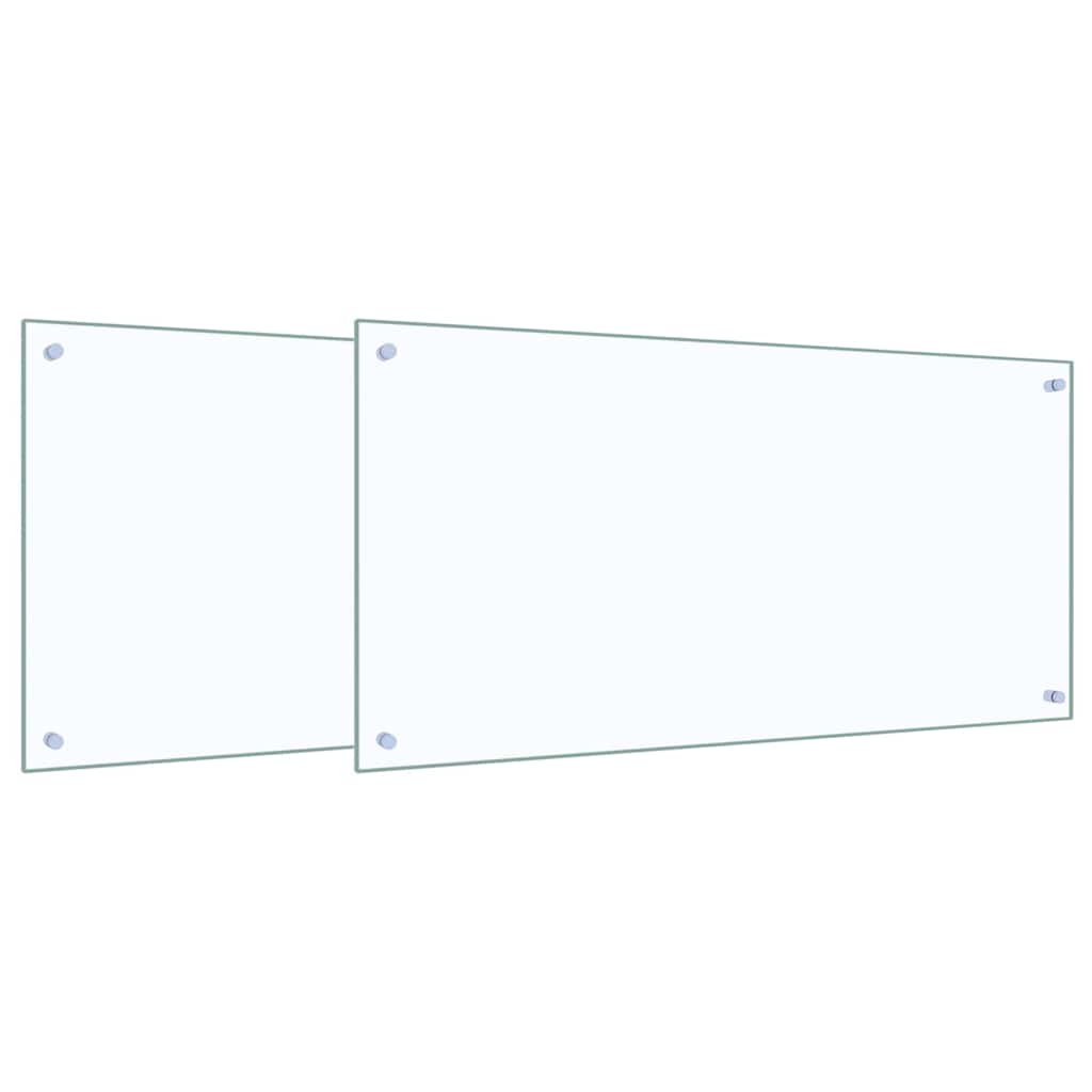 Køkkenbacksplash 2 pcs Transparent 100 x 50 cm hærdet glas