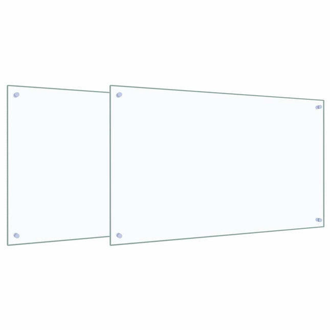 Køkkenbacksplash 2 pcs Transparent 100 x 60 cm hærdet glas
