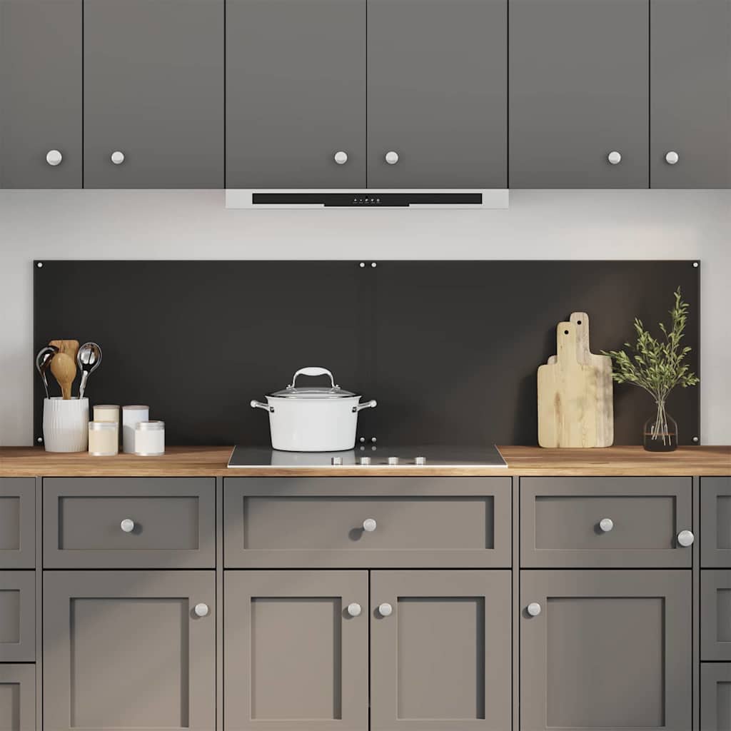 Køkkenbacksplash 2 pcs Sort 90 x 50 cm hærdet glas