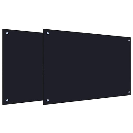 Køkkenbacksplash 2 stk. Sort 90 x 60 cm hærdet glas