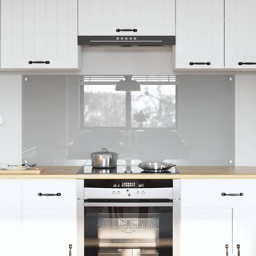 Køkkenbacksplash 2 pcs Lysegrå 70 x 60 cm hærdet glas