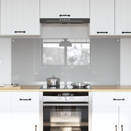 Køkkenbacksplash 2 stk. Lysegrå 70 x 60 cm hærdet glas
