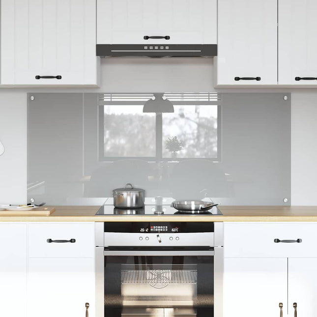 Køkkenbacksplash 2 stk. Lysegrå 70 x 60 cm hærdet glas