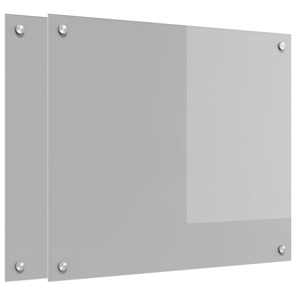 Køkkenbacksplash 2 pcs Lysegrå 70 x 60 cm hærdet glas