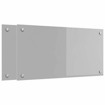 Køkkenbacksplash 2 stk. Lysegrå 80 x 40 cm hærdet glas