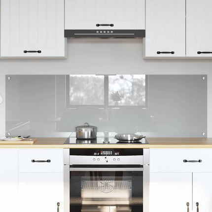 Køkkenbacksplash 2 stk. Lysegrå 80 x 50 cm hærdet glas
