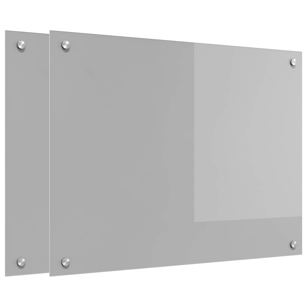 Køkkenbacksplash 2 pcs Lysegrå 80 x 60 cm hærdet glas