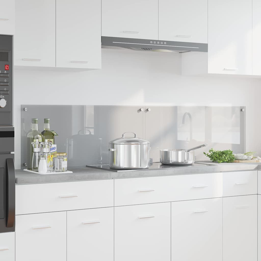 Køkkenbacksplash 2 pcs Lysegrå 90 x 40 cm hærdet glas