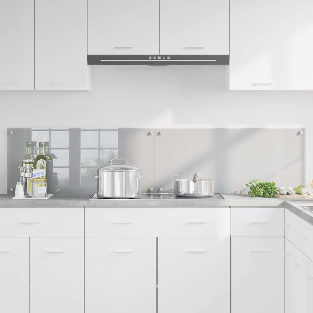 Køkkenbacksplash 2 pcs Lysegrå 90 x 40 cm hærdet glas