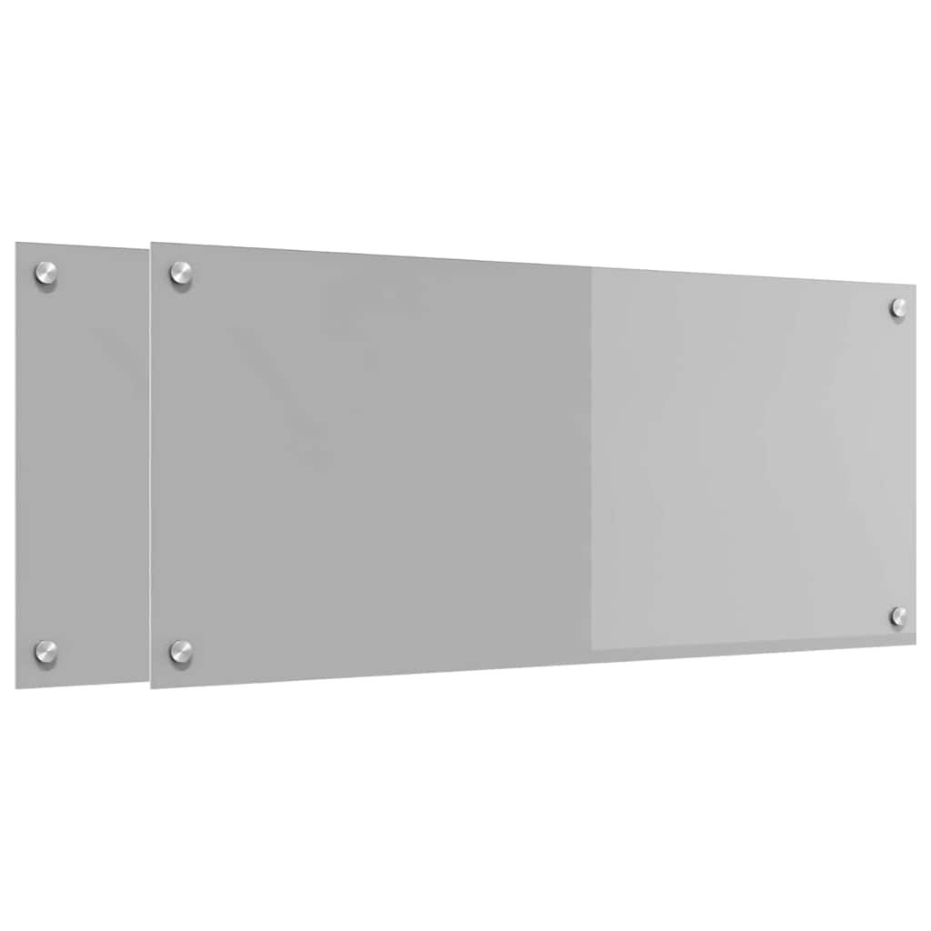 Køkkenbacksplash 2 pcs Lysegrå 90 x 40 cm hærdet glas