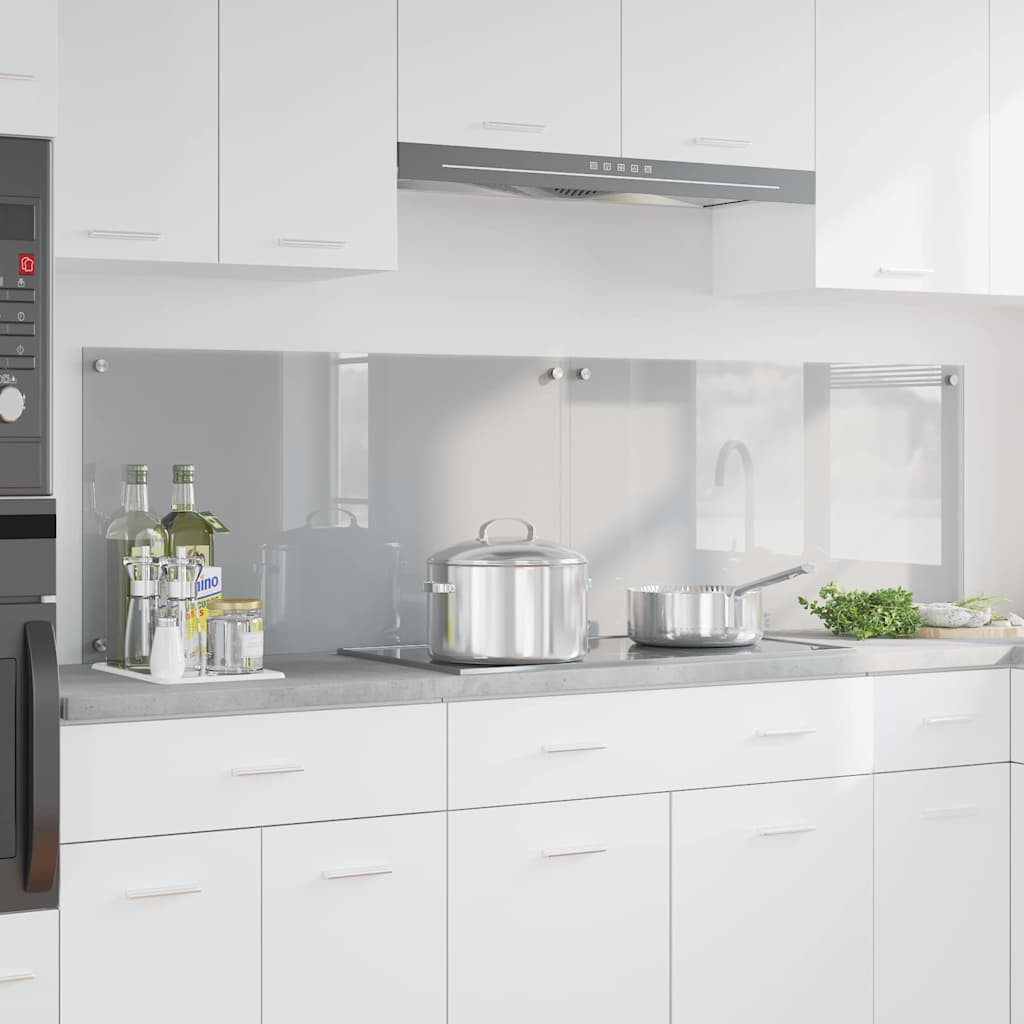 Køkkenbacksplash 2 pcs Lysegrå 90 x 50 cm hærdet glas
