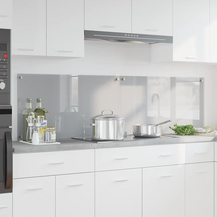 Køkkenbacksplash 2 stk. Lysegrå 90 x 50 cm hærdet glas