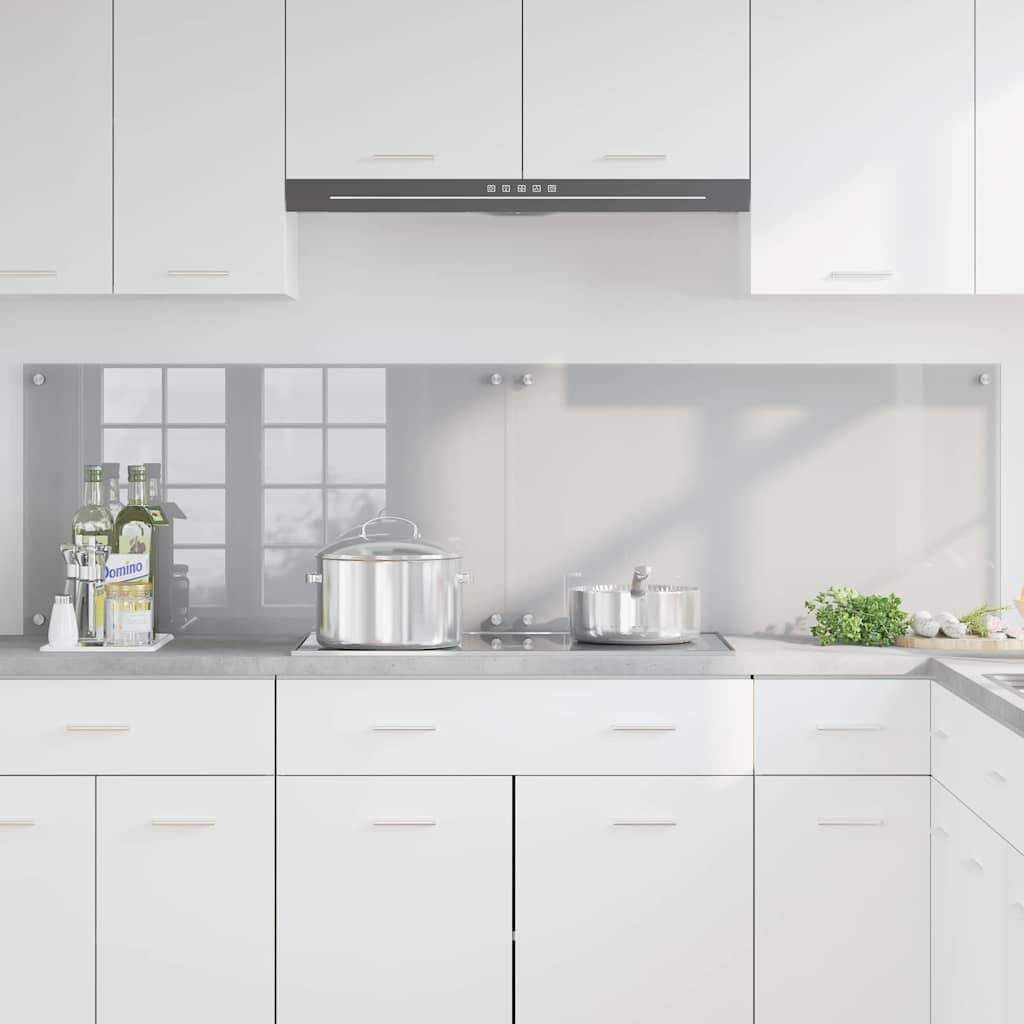 Køkkenbacksplash 2 pcs Lysegrå 90 x 50 cm hærdet glas