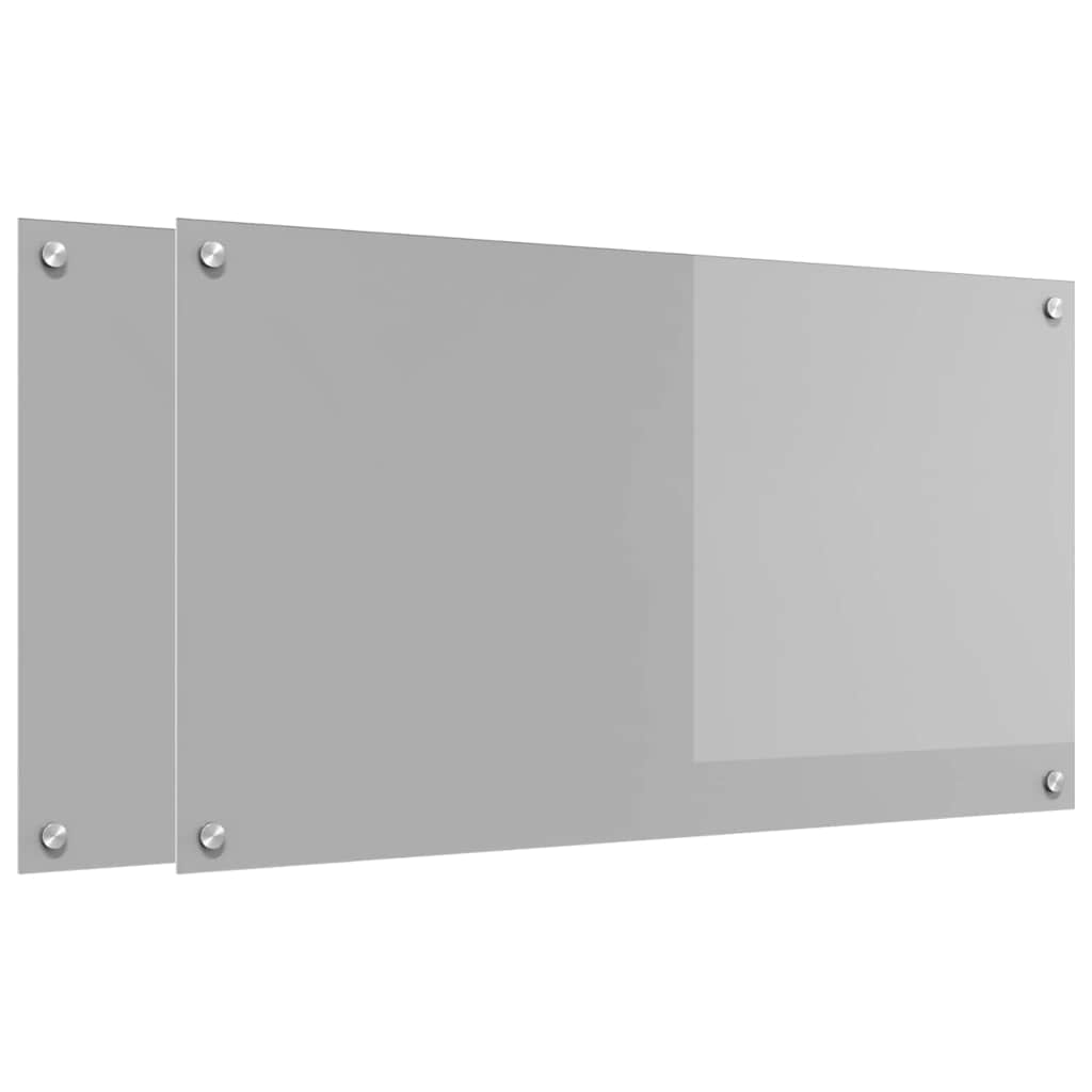 Køkkenbacksplash 2 pcs Lysegrå 90 x 50 cm hærdet glas