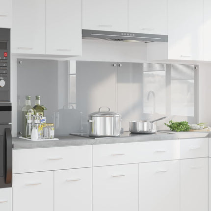 Køkkenbacksplash 2 stk. Lysegrå 90 x 60 cm hærdet glas