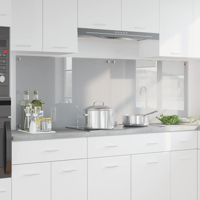 Køkkenbacksplash 2 stk. Lysegrå 90 x 60 cm hærdet glas