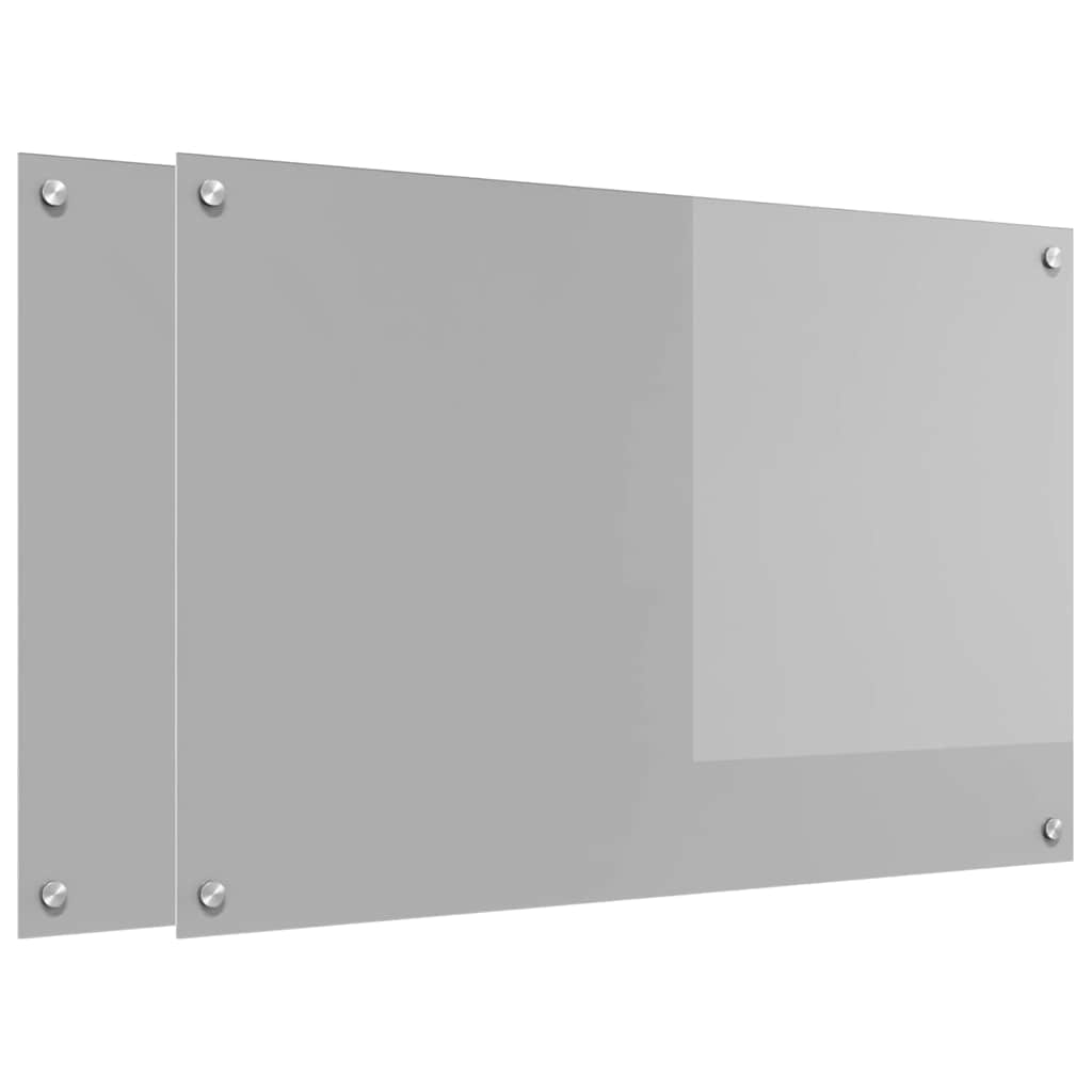 Køkkenbacksplash 2 pcs Lysegrå 90 x 60 cm hærdet glas
