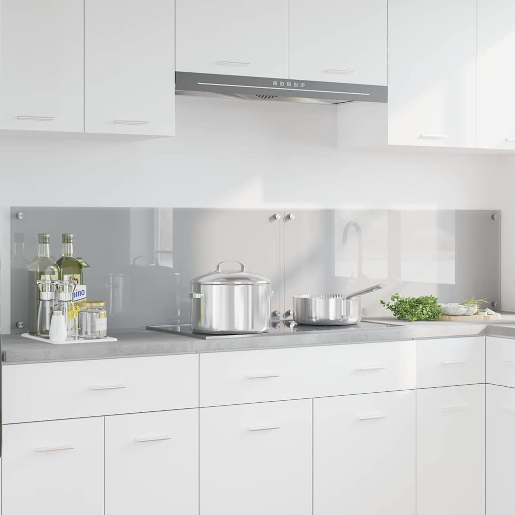Køkkenbacksplash 2 pcs Lysegrå 100 x 40 cm hærdet glas