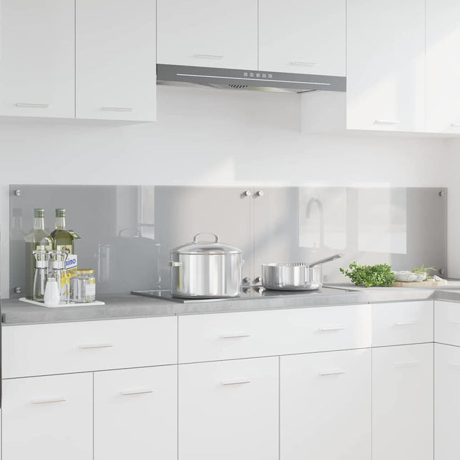 Køkkenbacksplash 2 stk. Lysegrå 100 x 40 cm hærdet glas