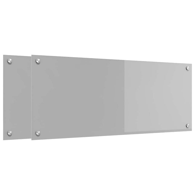 Køkkenbacksplash 2 stk. Lysegrå 100 x 40 cm hærdet glas