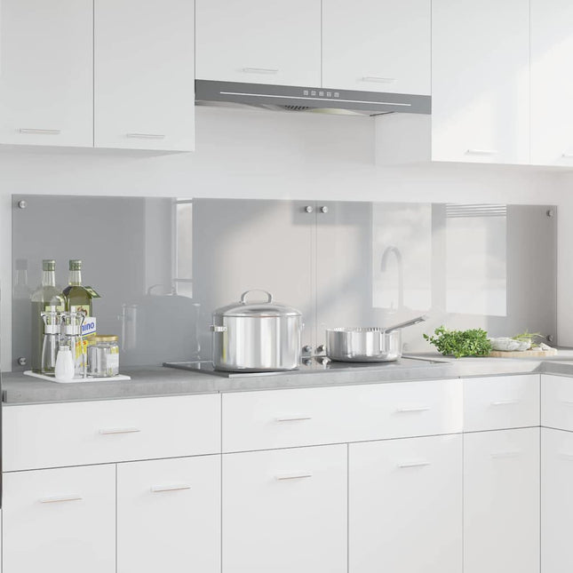 Køkkenbacksplash 2 stk. Lysegrå 100 x 50 cm hærdet glas