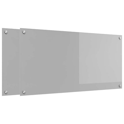 Køkkenbacksplash 2 stk. Lysegrå 100 x 50 cm hærdet glas