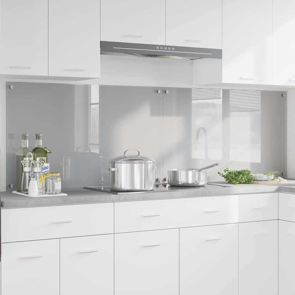 Køkkenbacksplash 2 pcs Lysegrå 100 x 60 cm hærdet glas