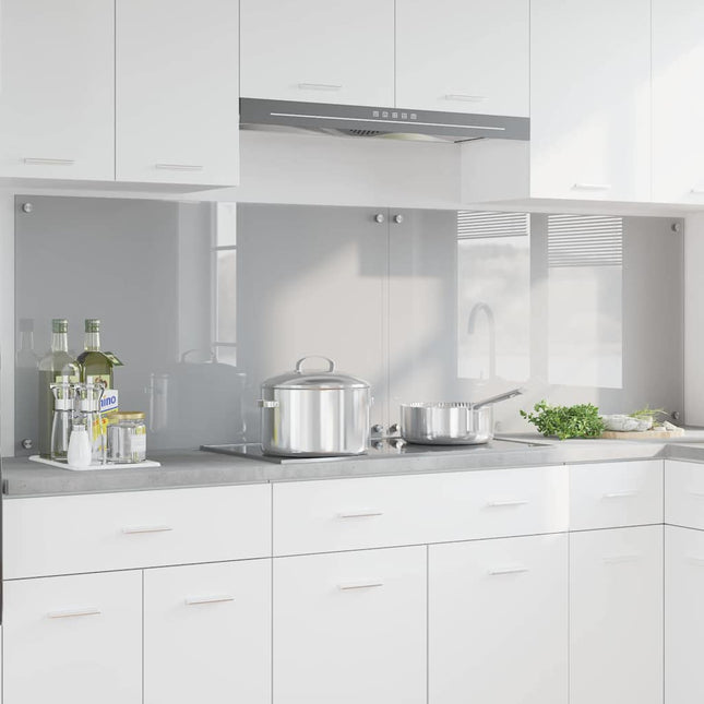 Køkkenbacksplash 2 stk. Lysegrå 100 x 60 cm hærdet glas