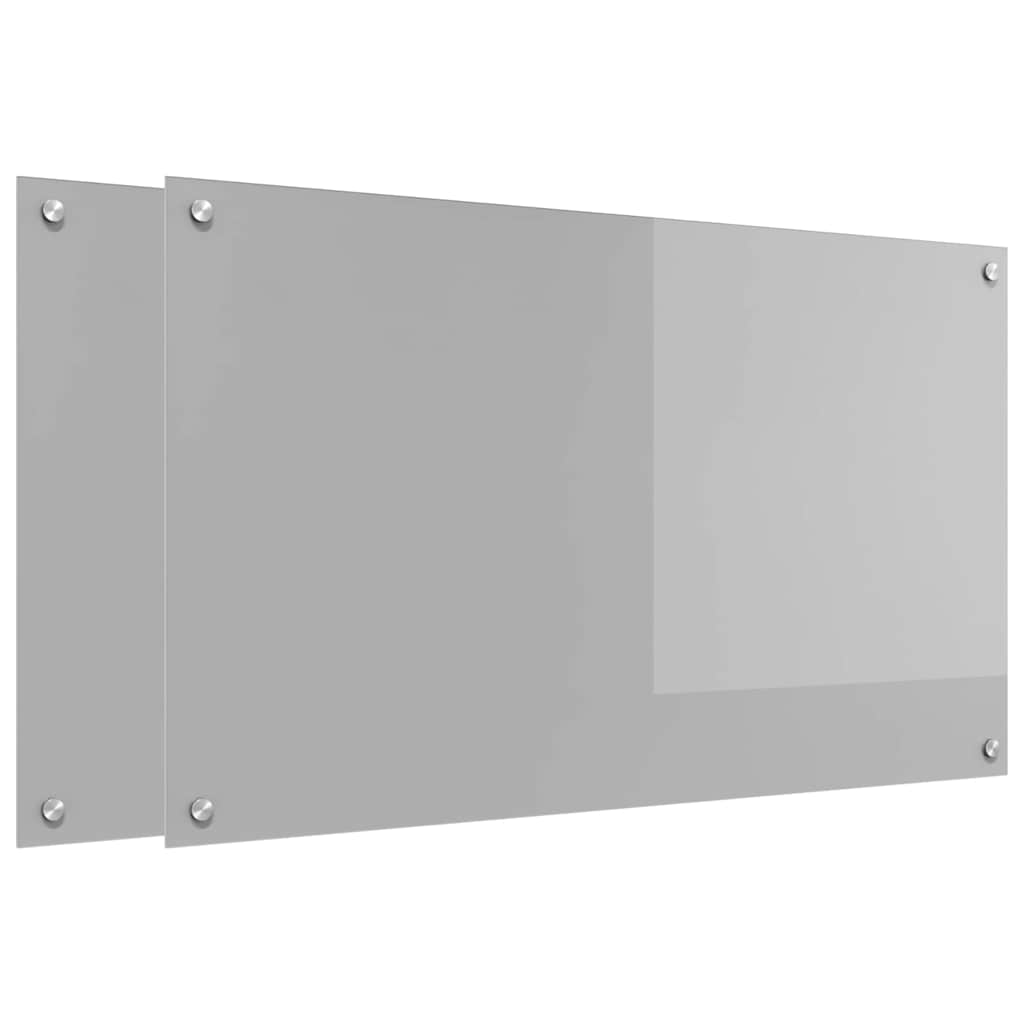 Køkkenbacksplash 2 pcs Lysegrå 100 x 60 cm hærdet glas