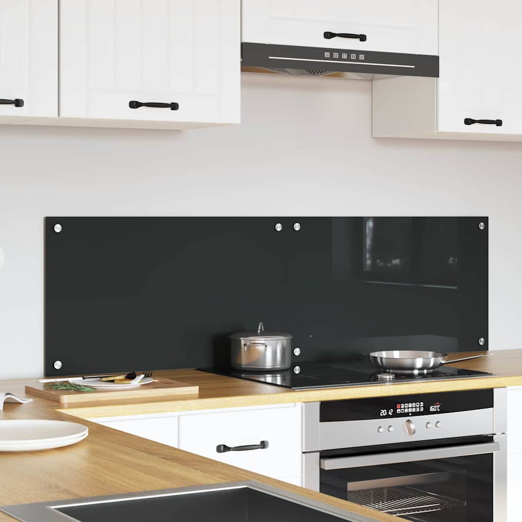 Køkkenbacksplash 2 pcs Mørkegrå 70 x 40 cm hærdet glas