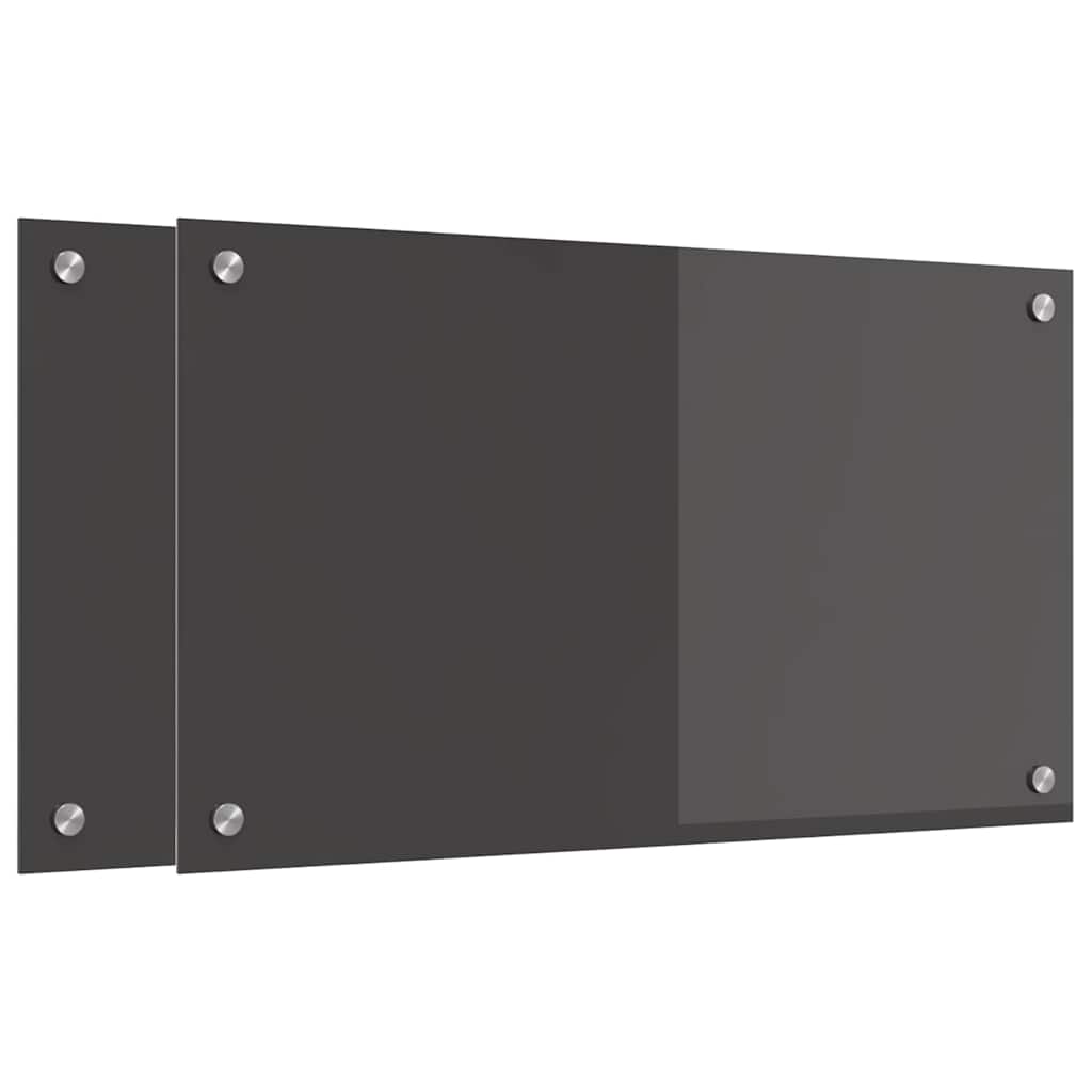 Køkkenbacksplash 2 pcs Mørkegrå 70 x 40 cm hærdet glas