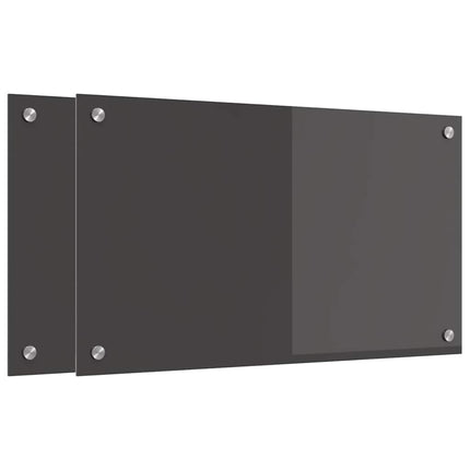 Køkkenbacksplash 2 stk. Mørkegrå 70 x 40 cm hærdet glas