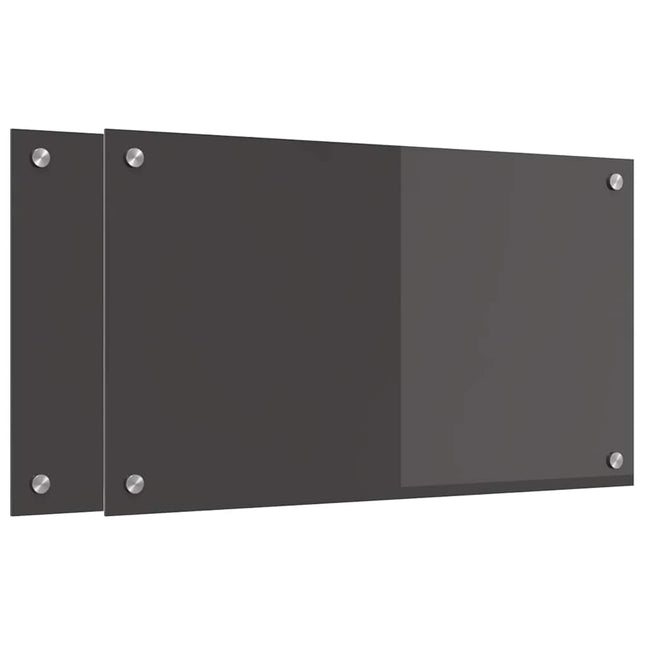 Køkkenbacksplash 2 stk. Mørkegrå 70 x 40 cm hærdet glas