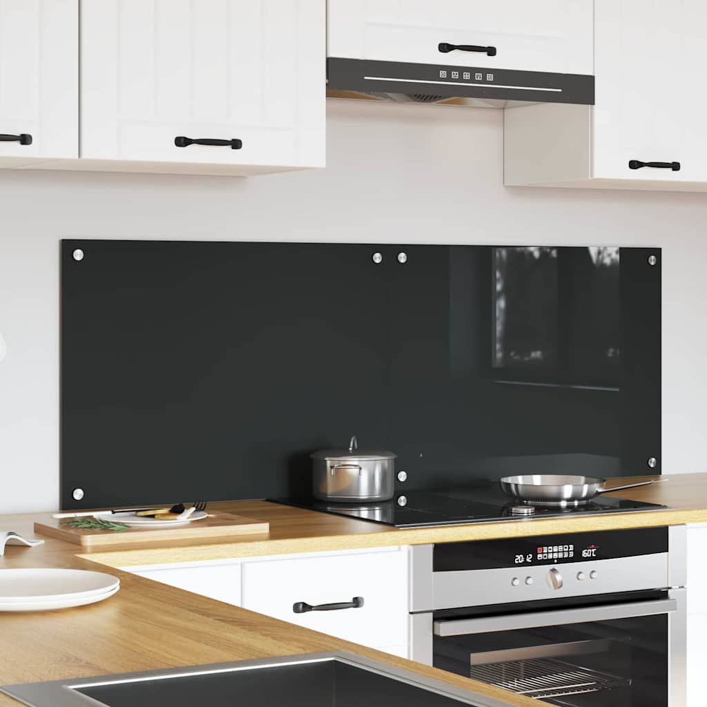 Køkkenbacksplash 2 pcs Mørkegrå 70 x 50 cm hærdet glas