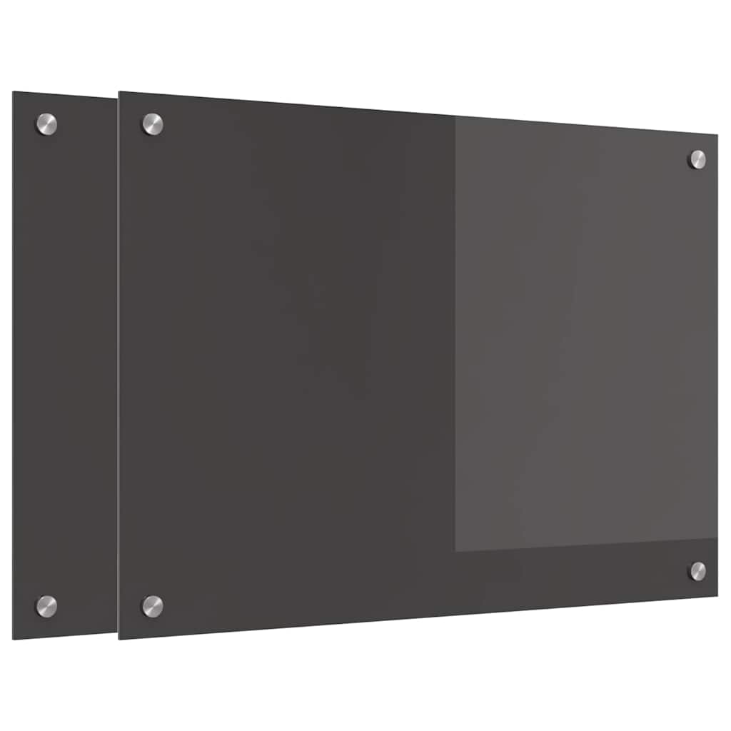 Køkkenbacksplash 2 pcs Mørkegrå 70 x 50 cm hærdet glas