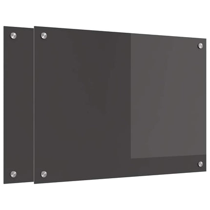Køkkenbacksplash 2 stk. Mørkegrå 70 x 50 cm hærdet glas