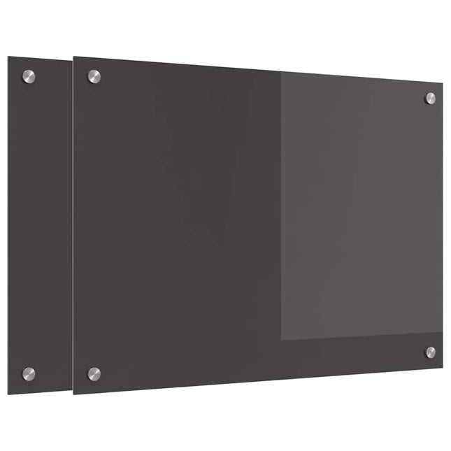 Køkkenbacksplash 2 stk. Mørkegrå 70 x 50 cm hærdet glas