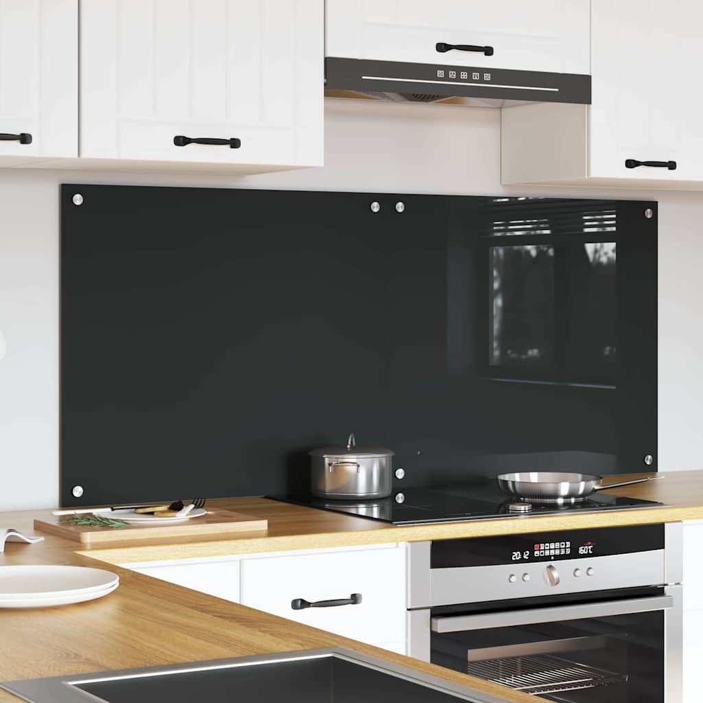 Køkkenbacksplash 2 pcs Mørkegrå 70 x 60 cm hærdet glas