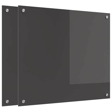 Køkkenbacksplash 2 stk. Mørkegrå 70 x 60 cm hærdet glas