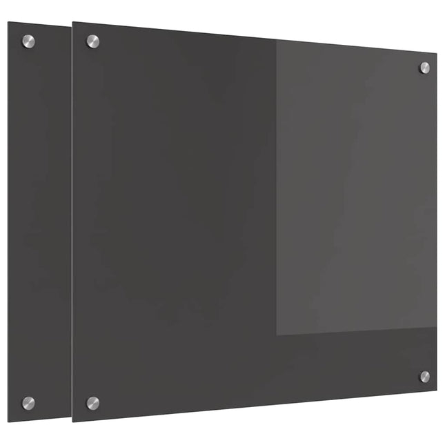 Køkkenbacksplash 2 stk. Mørkegrå 70 x 60 cm hærdet glas