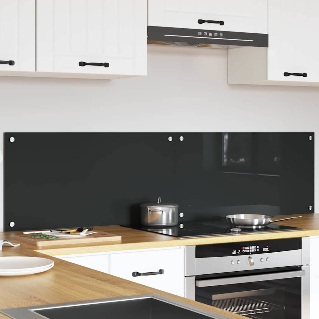 Køkkenbacksplash 2 pcs Mørkegrå 80 x 40 cm hærdet glas