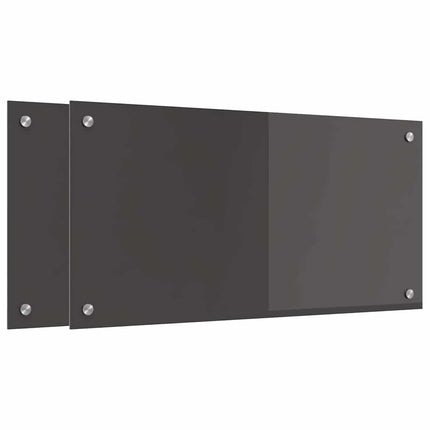 Køkkenbacksplash 2 stk. Mørkegrå 80 x 40 cm hærdet glas